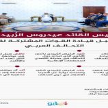 الرئيس القائد عيدروس الزُبيدي يستقبل قيادة القوات المشتركة لقوات التحالف العربي