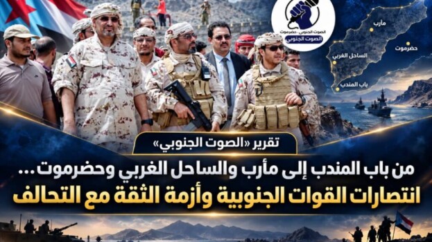 من باب المندب إلى مأرب والساحل الغربي وحضرموت… انتصارات القوات الجنوبية وأزمة الثقة مع التحالف تقرير «الصوت الجنوبي»
